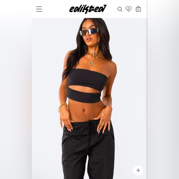 Edikted Black crop top - Picture 1 of 3